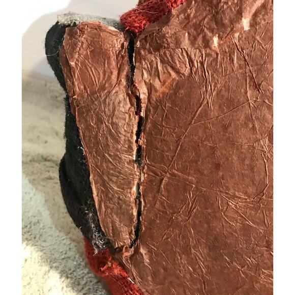 Vintage Styrofoam Rustic Santa Claus Figurine Faux Floral Basket & Jute Coat 16" - Picture 12 of 13